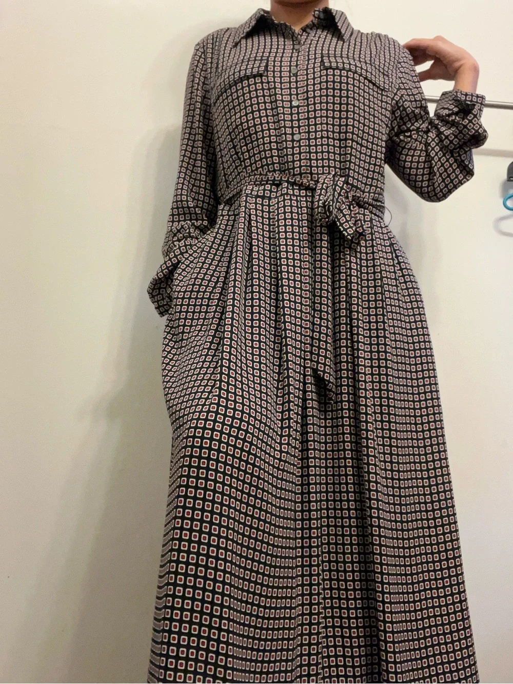 J. Crew Navy, Red, and White Geometric Maxi Dress NWT
